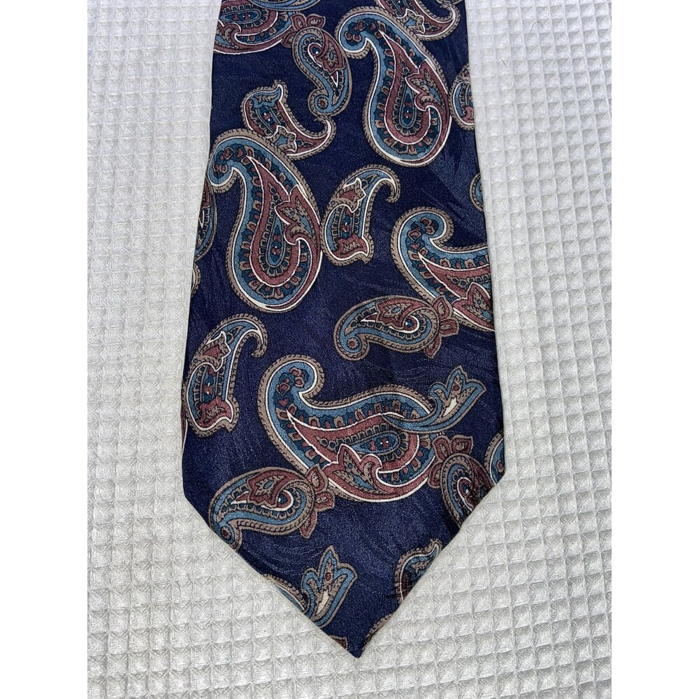 Chelsea Row Mens Silk Tie Blue Paisley Woven Jacquard Necktie Classic Profession